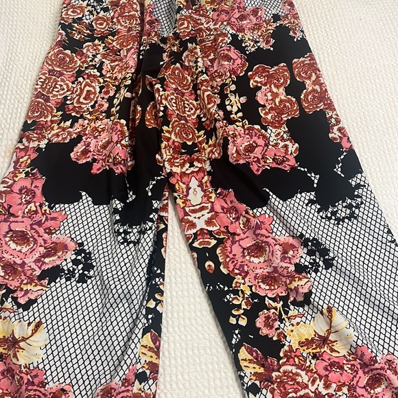 Japna Lounge Pants Women’s Size Medium Wide Leg Floral Fishnet Design Pull Up - Picture 3 of 8